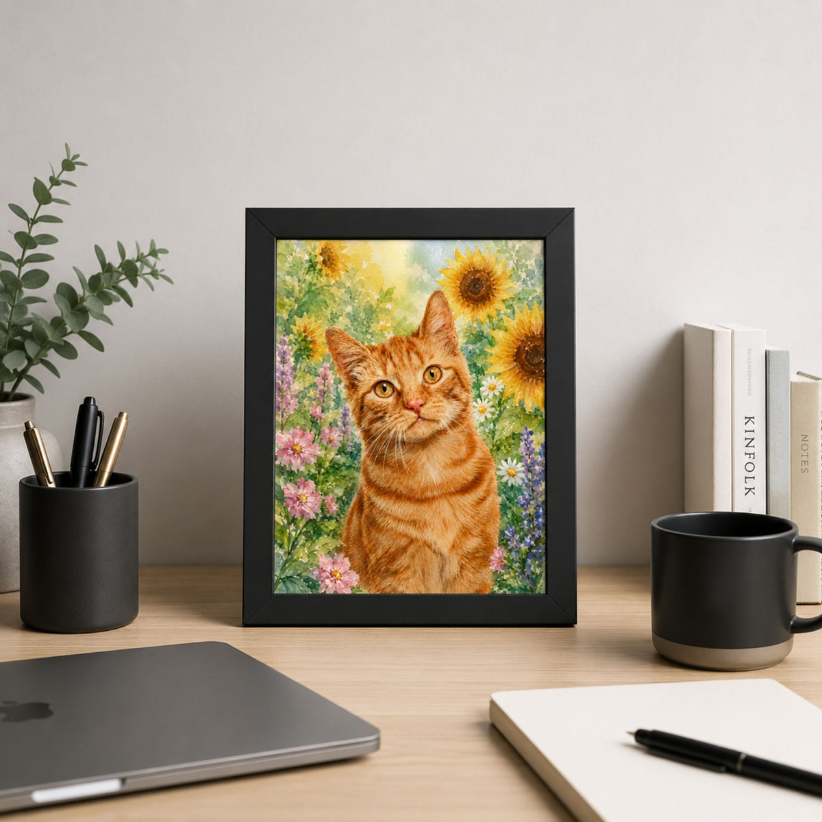Custom Watercolor Pet Portrait from Photo | Personalized Floral Dog Art.