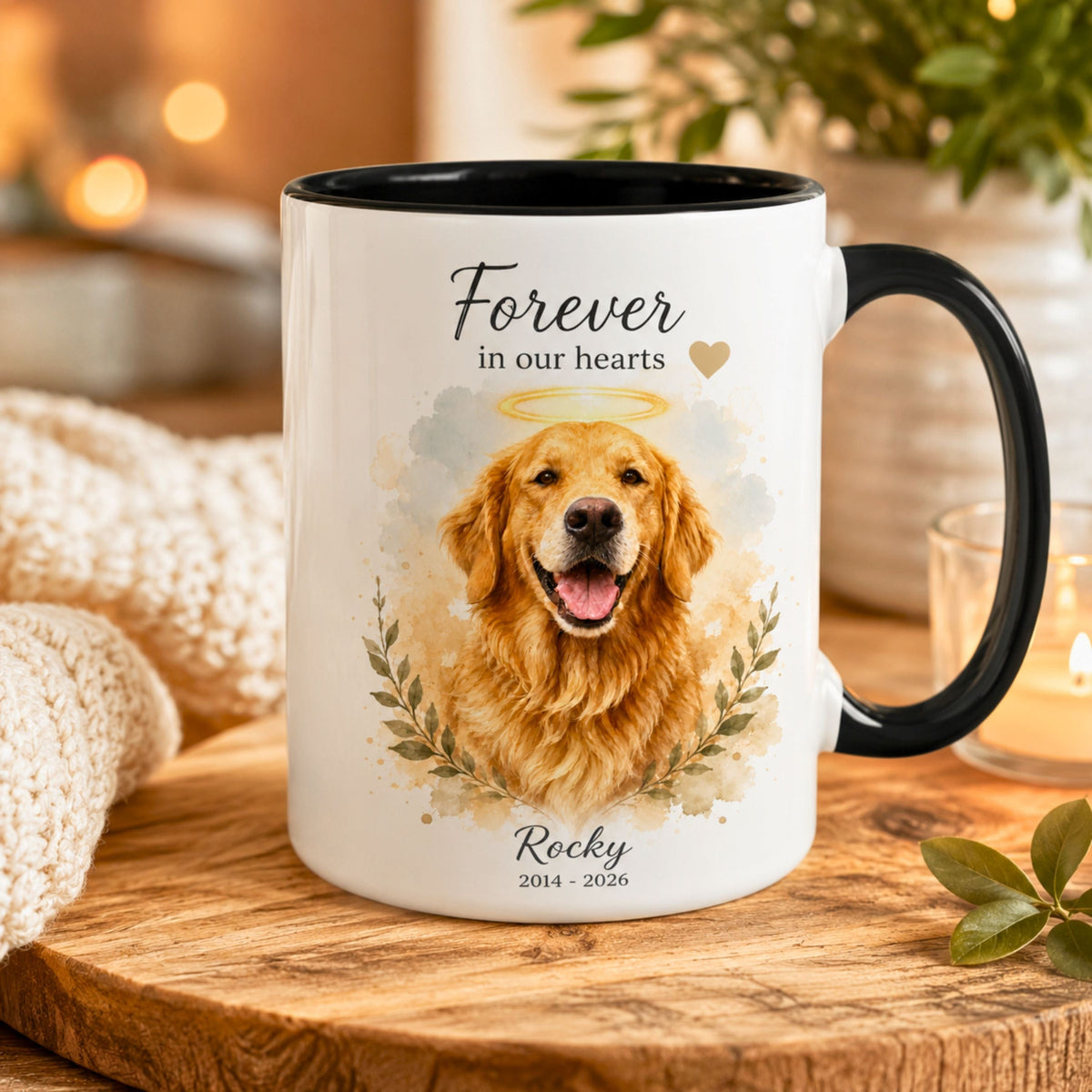 Custom Pet Memorial Mug – Personalized Watercolor Portrait.