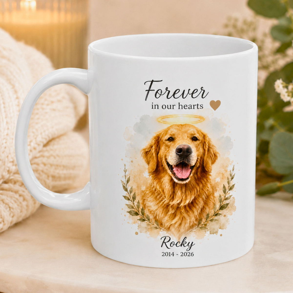 Custom Pet Memorial Mug – Personalized Watercolor Portrait.