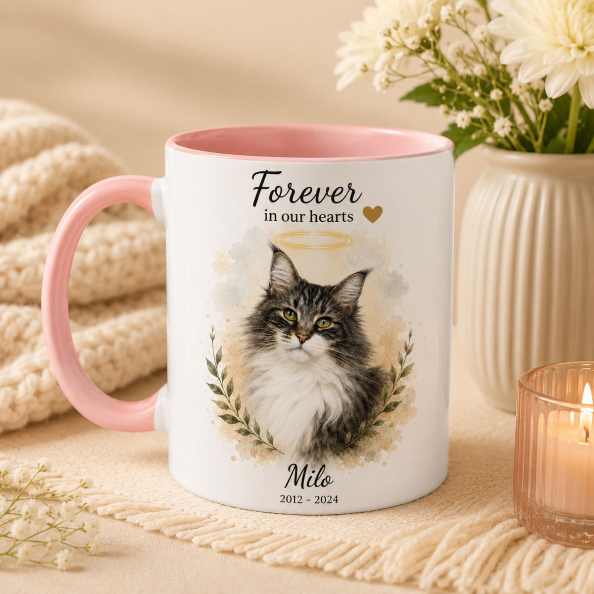 Custom Pet Memorial Mug – Personalized Watercolor Portrait.