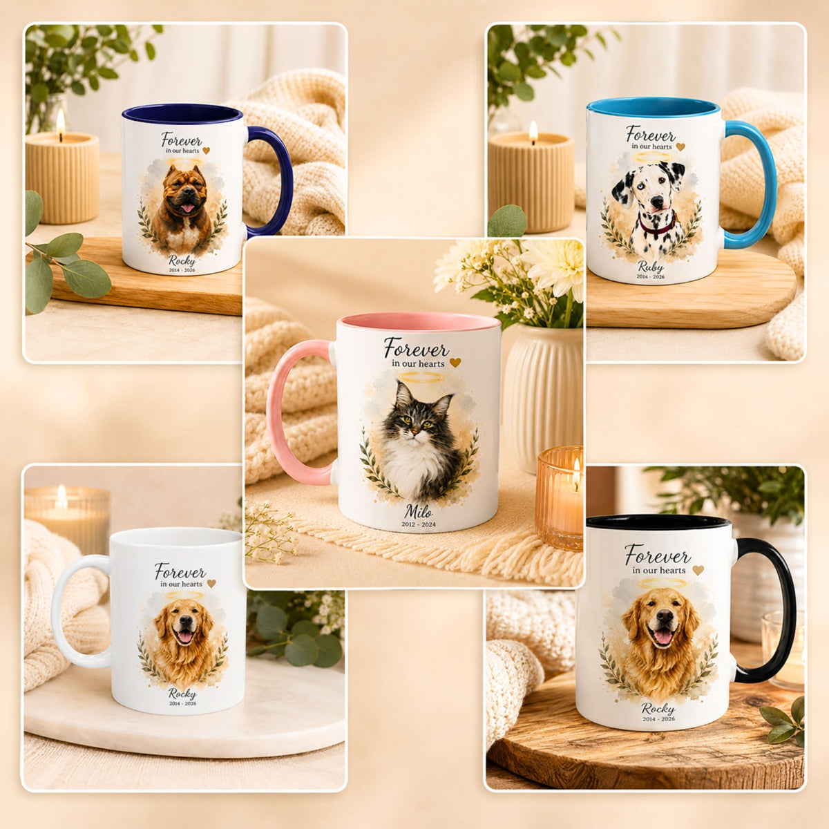 Custom Pet Memorial Mug – Personalized Watercolor Portrait.