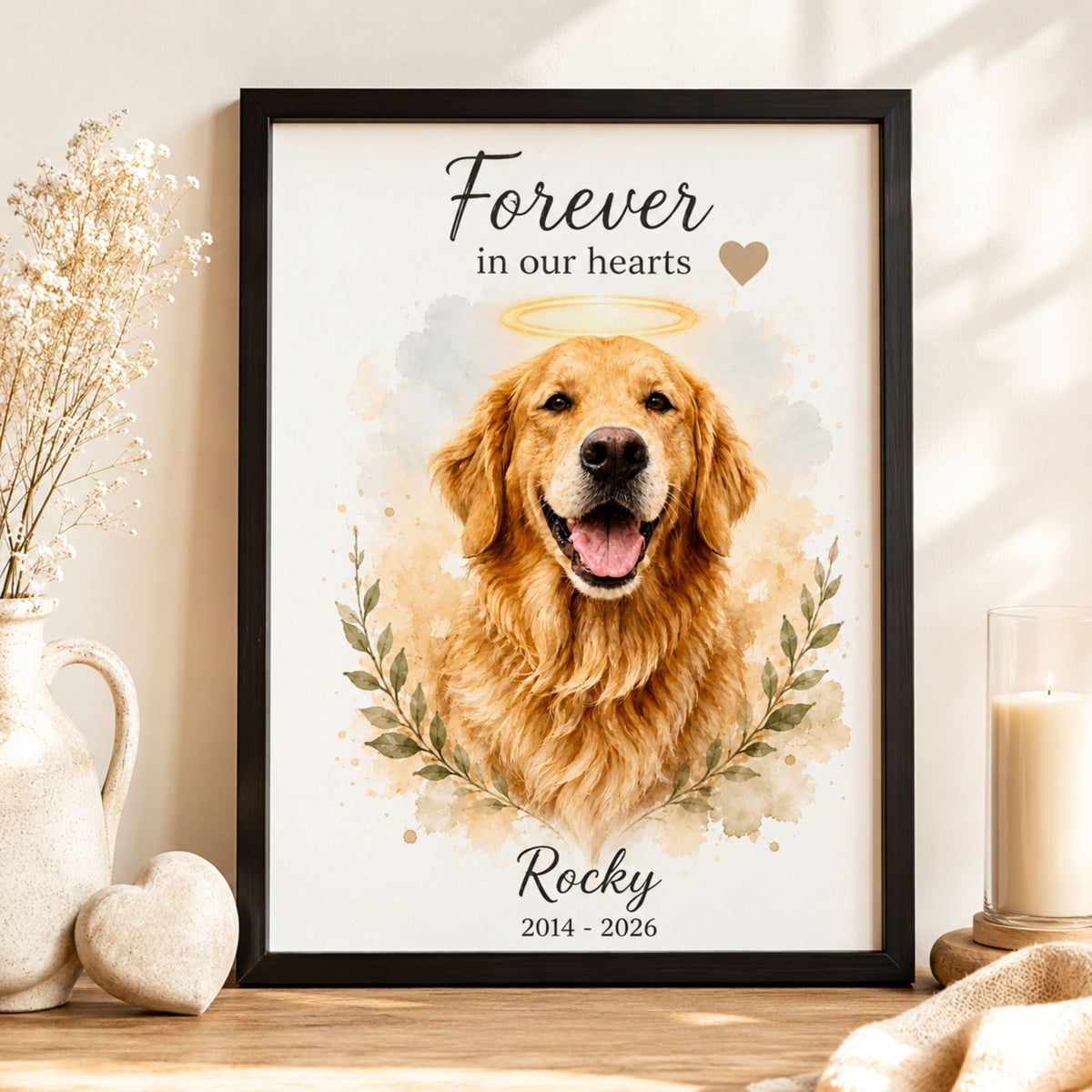Custom Watercolor Pet Memorial Portrait – Forever Loved.