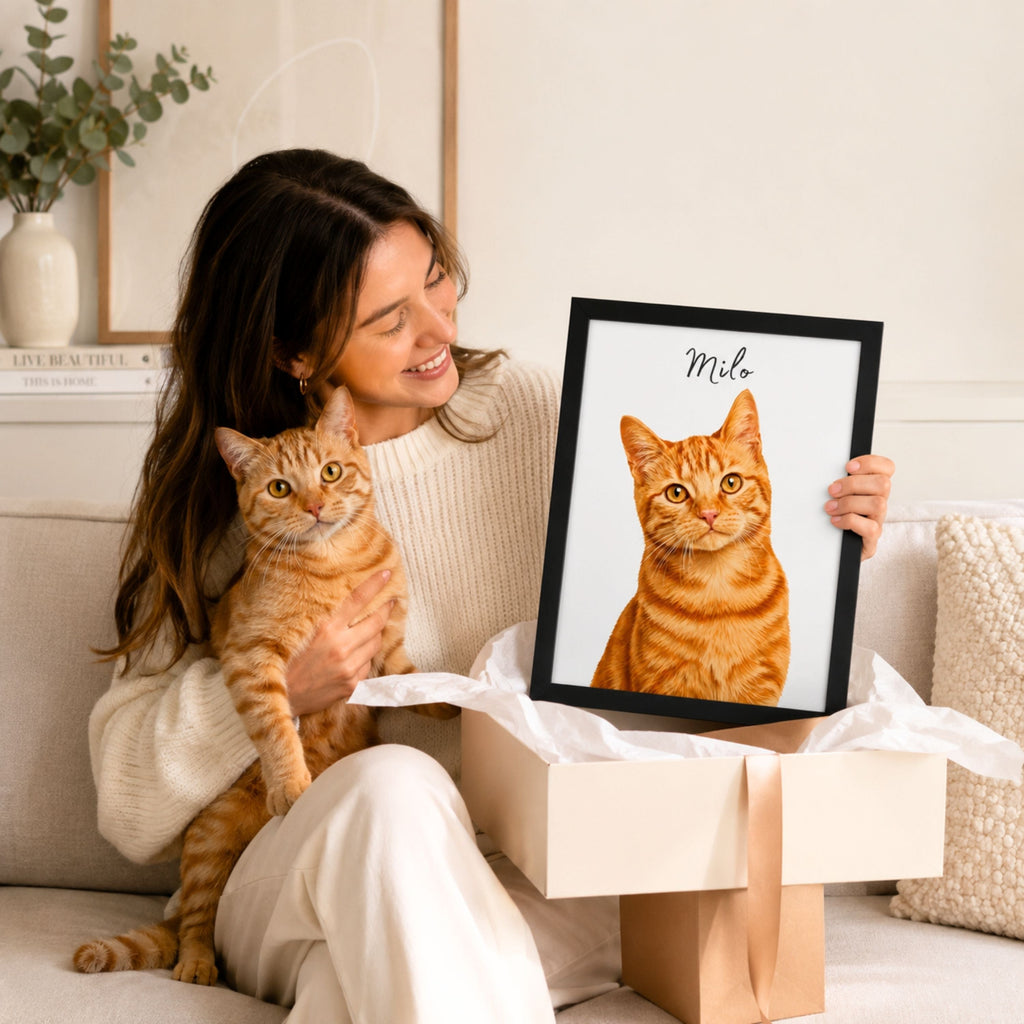 Custom Minimalist Cat Portrait from Photo | Personalized Pet Art.