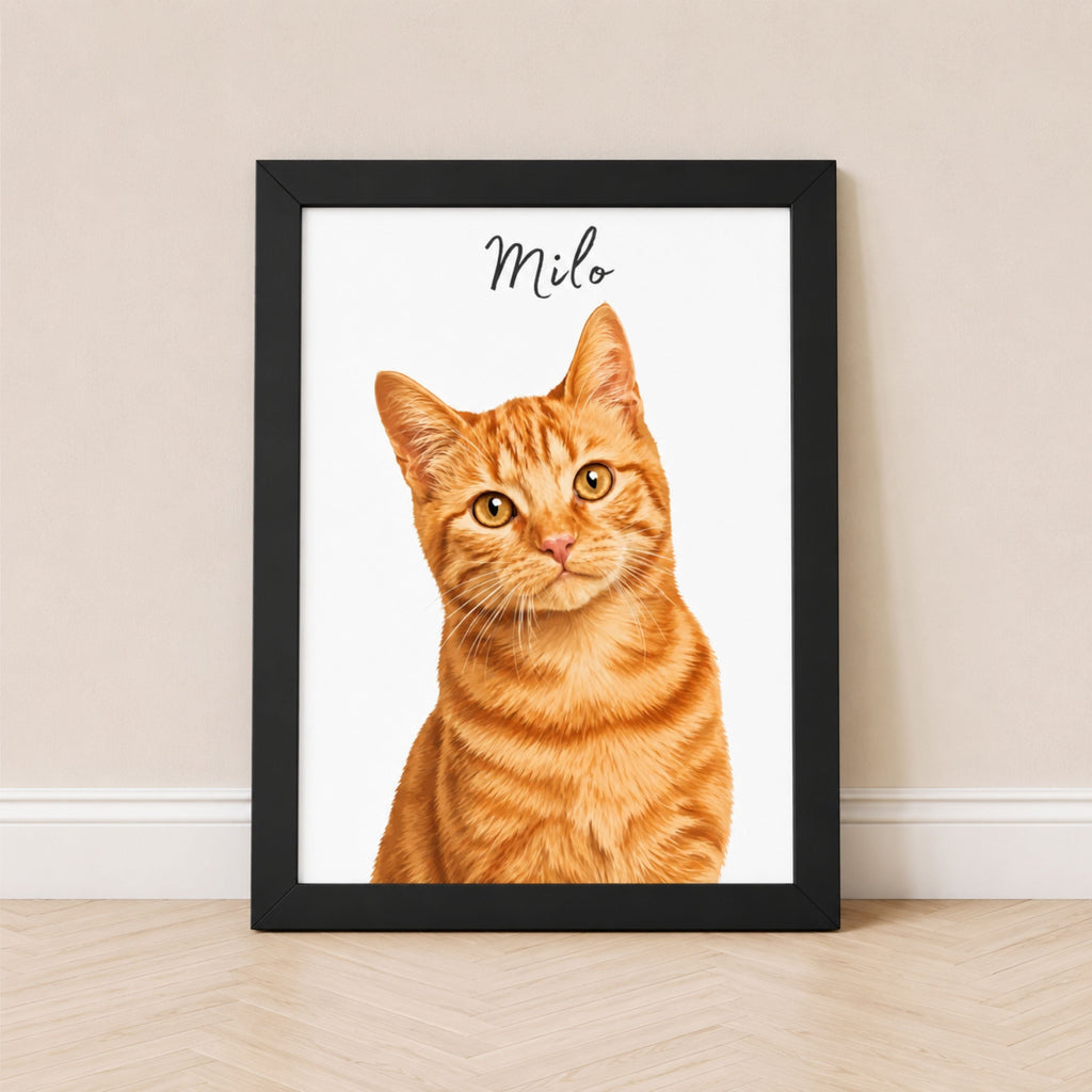 Custom Minimalist Cat Portrait from Photo | Personalized Pet Art.