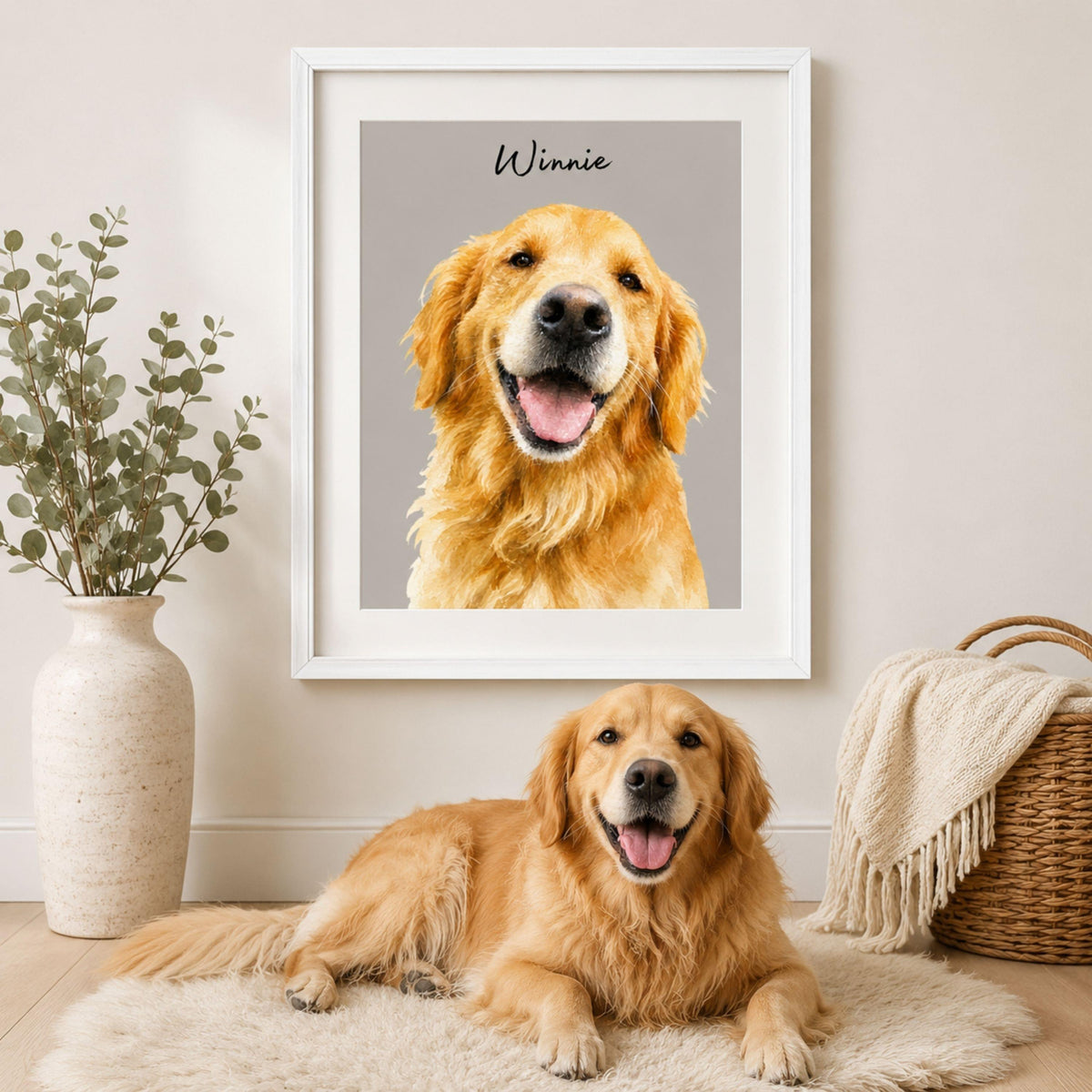 Custom Minimalist Pet Portrait from Photo | Personalized Pet Art.