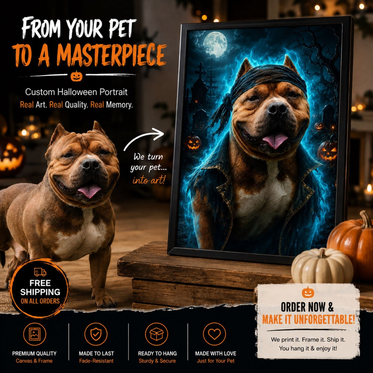 Custom Spooky Royal Pet Portrait | Gothic Halloween Art.