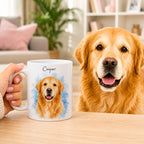 Personalized Watercolor Pet Portrait Mug | Custom Cat & Dog Gift.