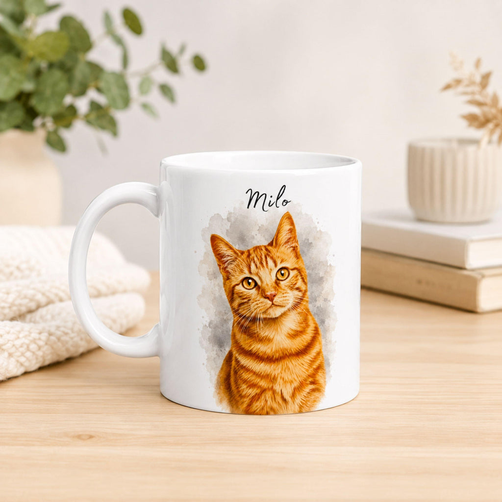 Personalized Watercolor Pet Portrait Mug | Custom Cat & Dog Gift.
