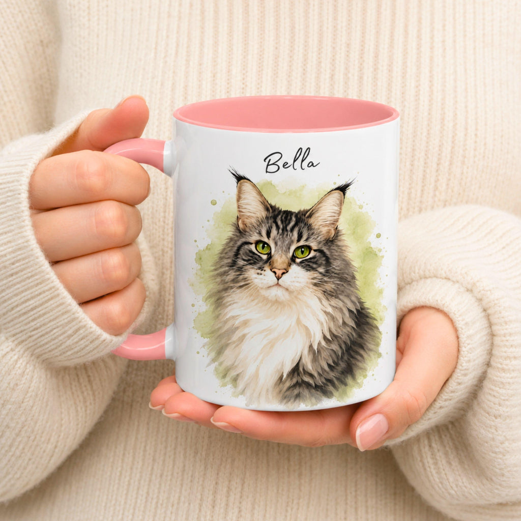 Personalized Watercolor Pet Portrait Mug | Custom Cat & Dog Gift.