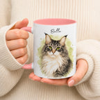 Personalized Watercolor Pet Portrait Mug | Custom Cat & Dog Gift.