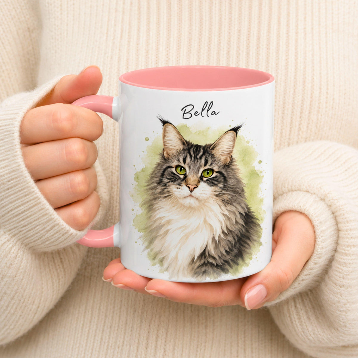 Personalized Watercolor Pet Portrait Mug | Custom Cat & Dog Gift.