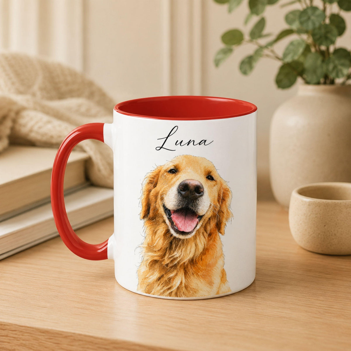 Custom Watercolor Pet Portrait Mug | Personalized Dog & Cat Coffee Cup.