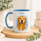 Personalized Watercolor Pet Portrait Mug | Custom Cat & Dog Gift.