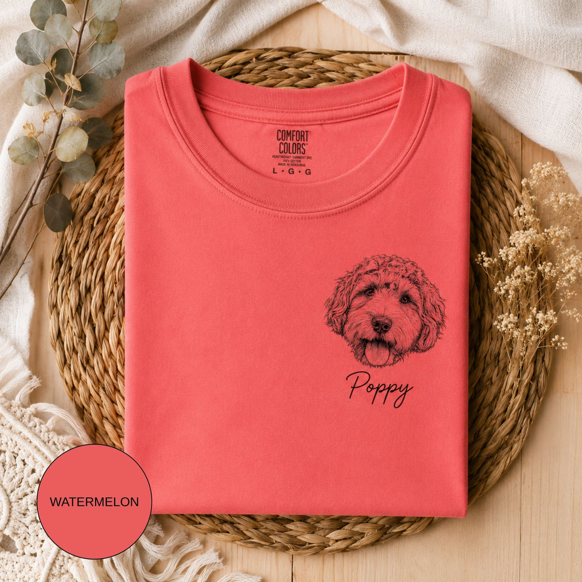 Custom Minimalist Pet Sketch T-Shirt | Personalized Dog Portrait Tee.