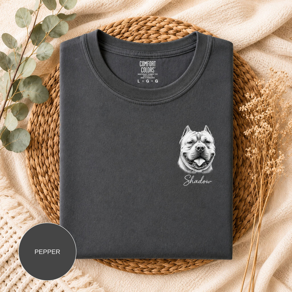 Custom Minimalist Pet Sketch T-Shirt | Personalized Dog Portrait Tee.