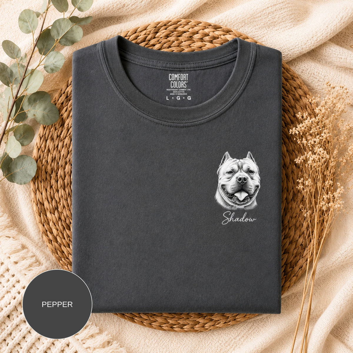 Custom Minimalist Pet Sketch T-Shirt | Personalized Dog Portrait Tee.