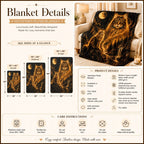 Custom Cat Moon Watercolor Blanket – Personalized Celestial Portrait