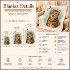 Custom Cat Watercolor Blanket – Personalized Pet Portrait