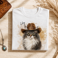 Custom Cat Shirt – Personalized Western Watercolor Portrait.