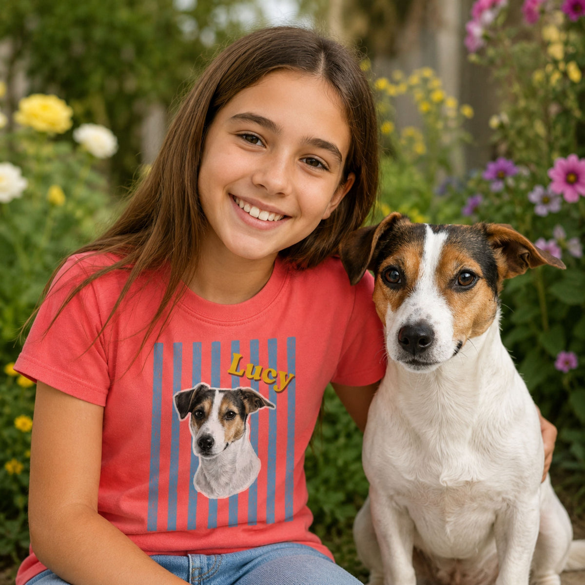 Personalized Vintage Pet Portrait T-Shirt | Custom Dog & Cat Tee.