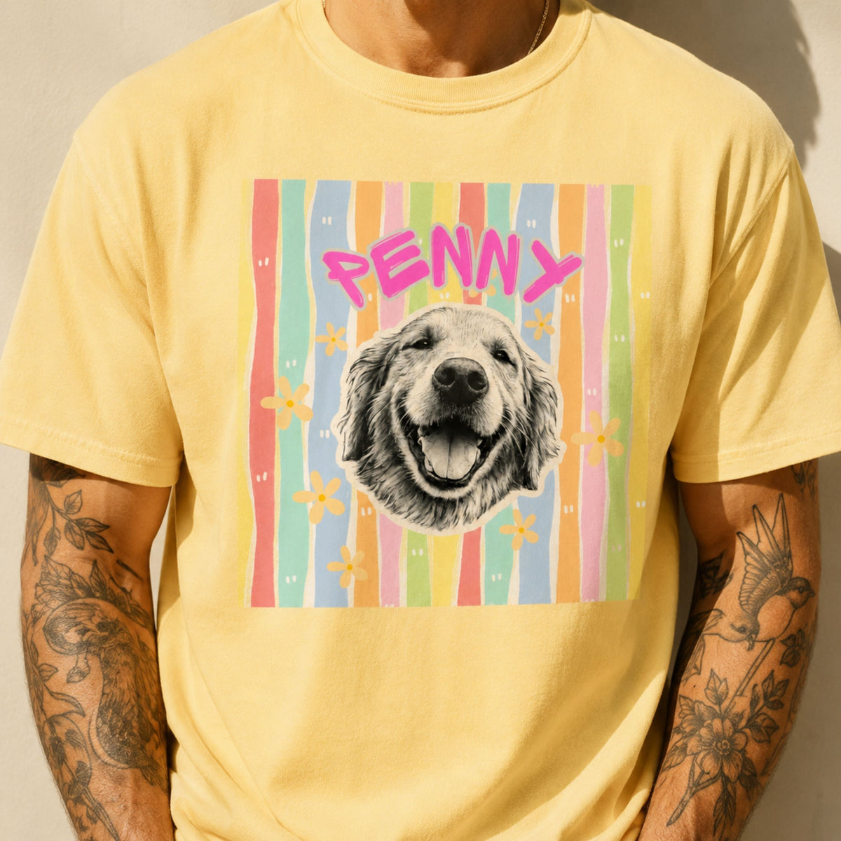 Personalized Vintage Pet Portrait T-Shirt | Custom Dog & Cat Tee.