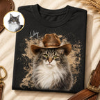 Custom Cat Shirt – Personalized Western Watercolor Portrait.