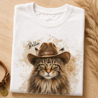 Custom Cat Shirt – Personalized Western Watercolor Portrait.