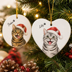 Funny Cat Christmas Ornament – Personalized Santa Portrait