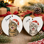 Funny Cat Christmas Ornament – Personalized Santa Portrait