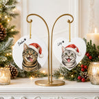 Funny Cat Christmas Ornament – Personalized Santa Portrait