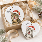 Funny Cat Christmas Ornament – Personalized Santa Portrait