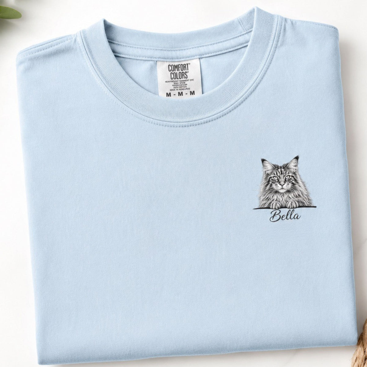 Custom Cat Shirt with Name – Personalized Sketch Portrait.