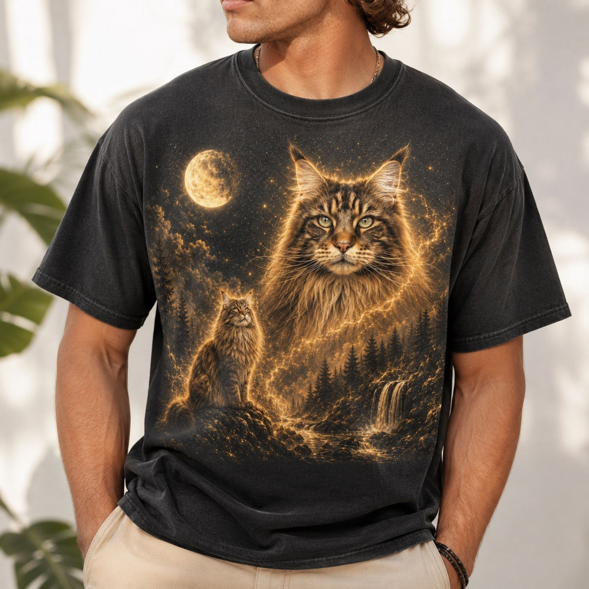 Custom Cat Shirt – Personalized Moon Portrait Tee.