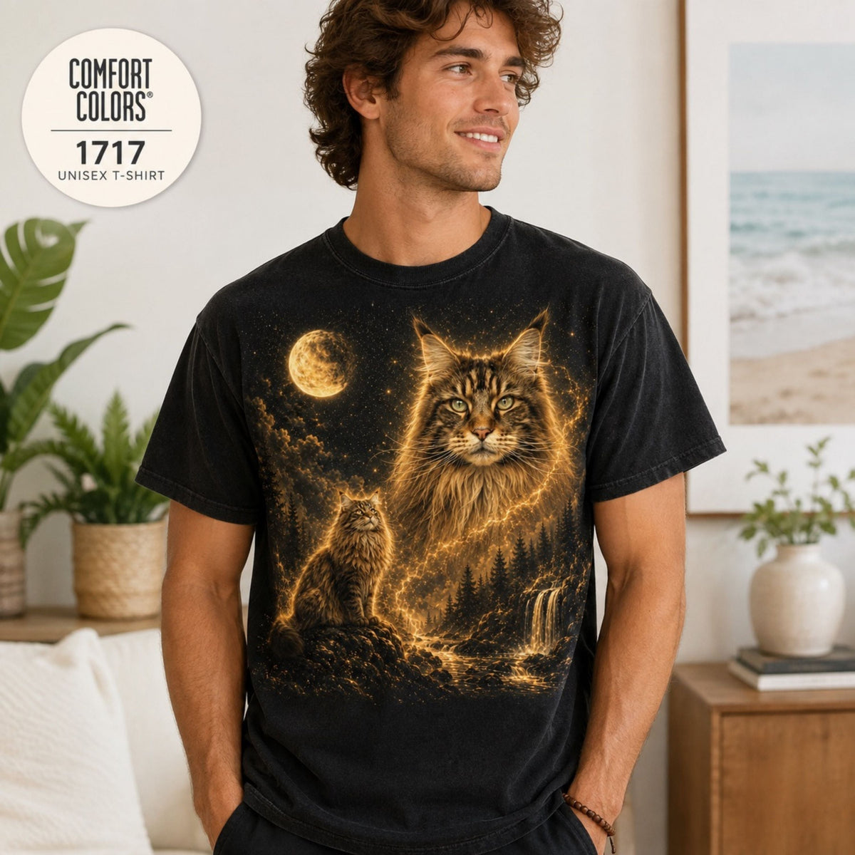 Custom Cat Shirt – Personalized Moon Portrait Tee.