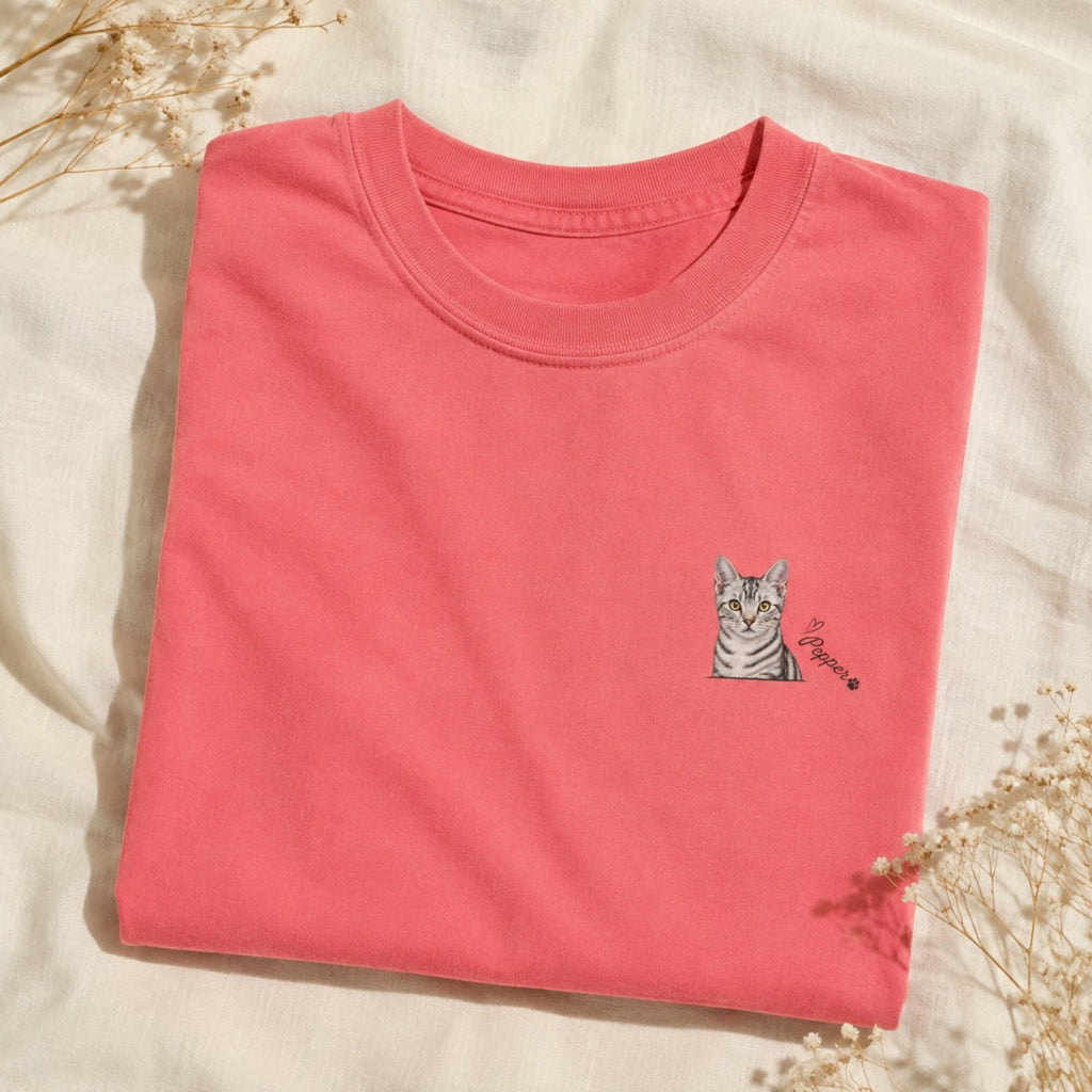 Custom Cat Shirt – Personalized Watercolor Pet Portrait.