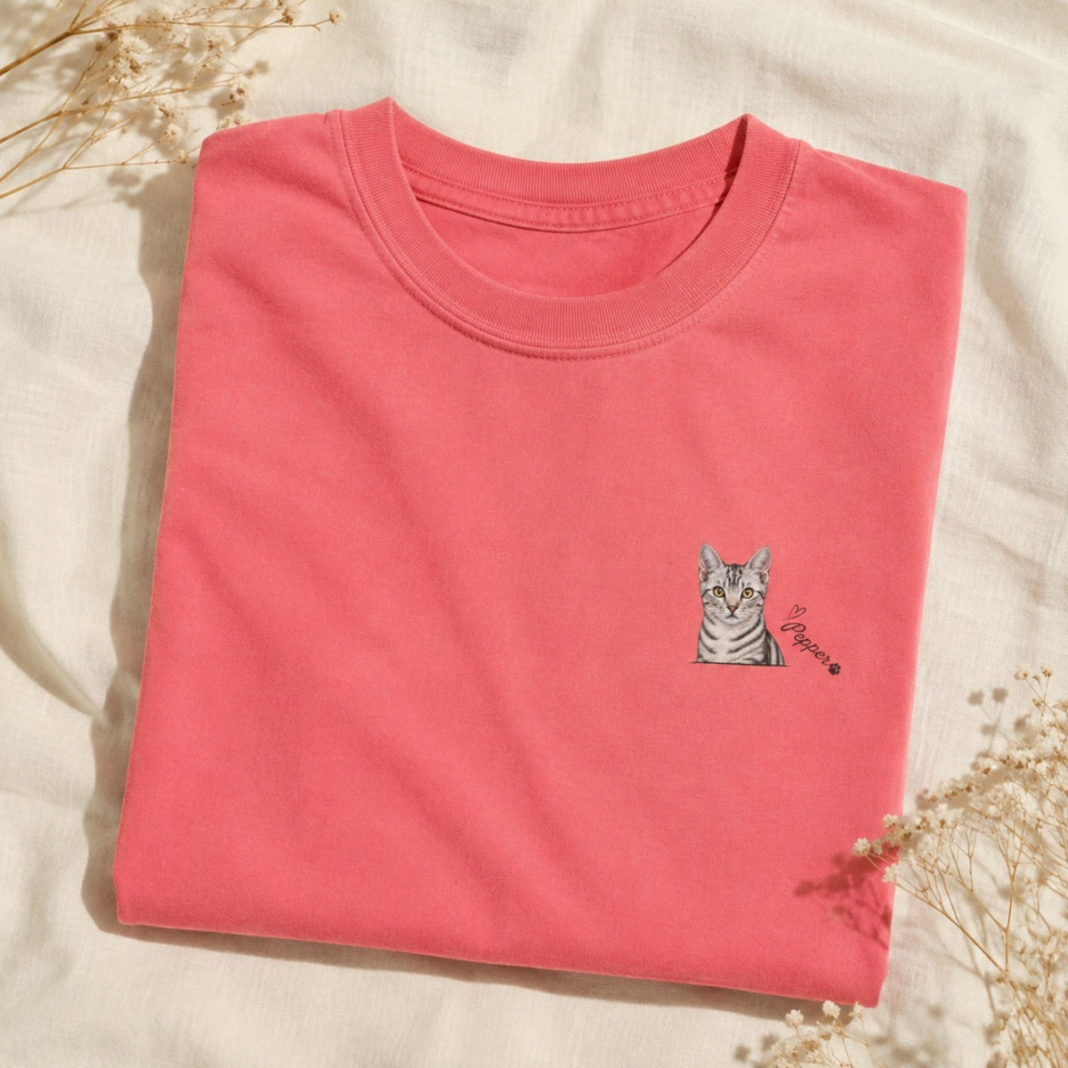 Custom Cat Shirt – Personalized Watercolor Pet Portrait.