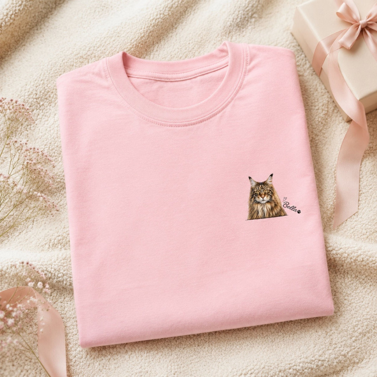 Custom Cat Shirt – Personalized Watercolor Pet Portrait.