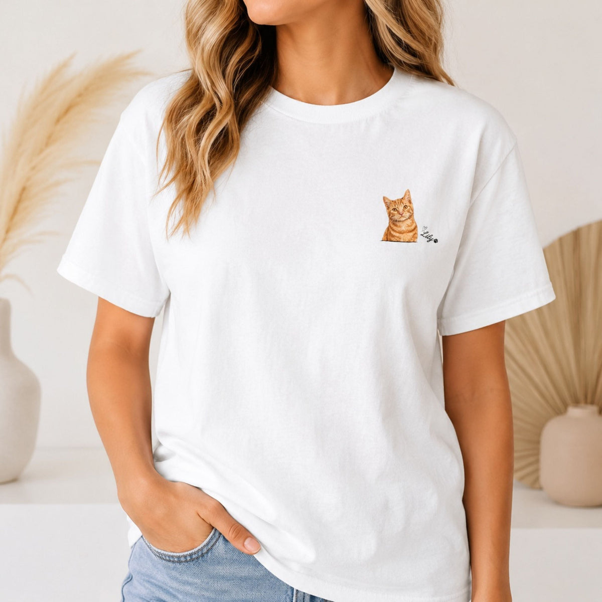 Custom Cat Shirt – Personalized Watercolor Pet Portrait.