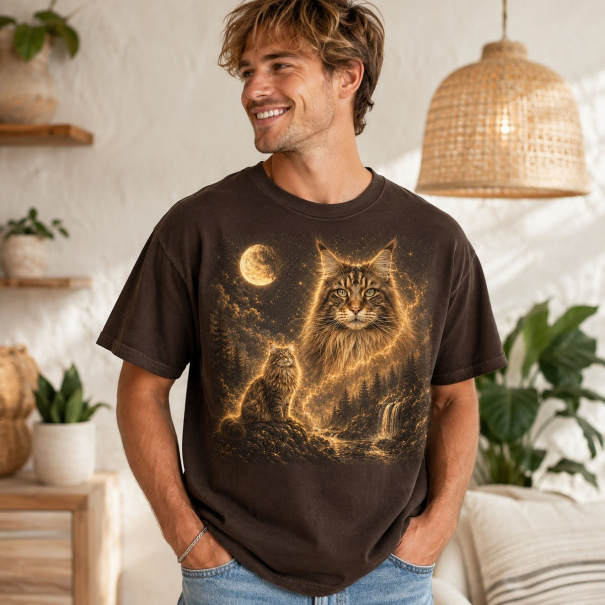 Custom Cat Shirt – Personalized Moon Portrait Tee.