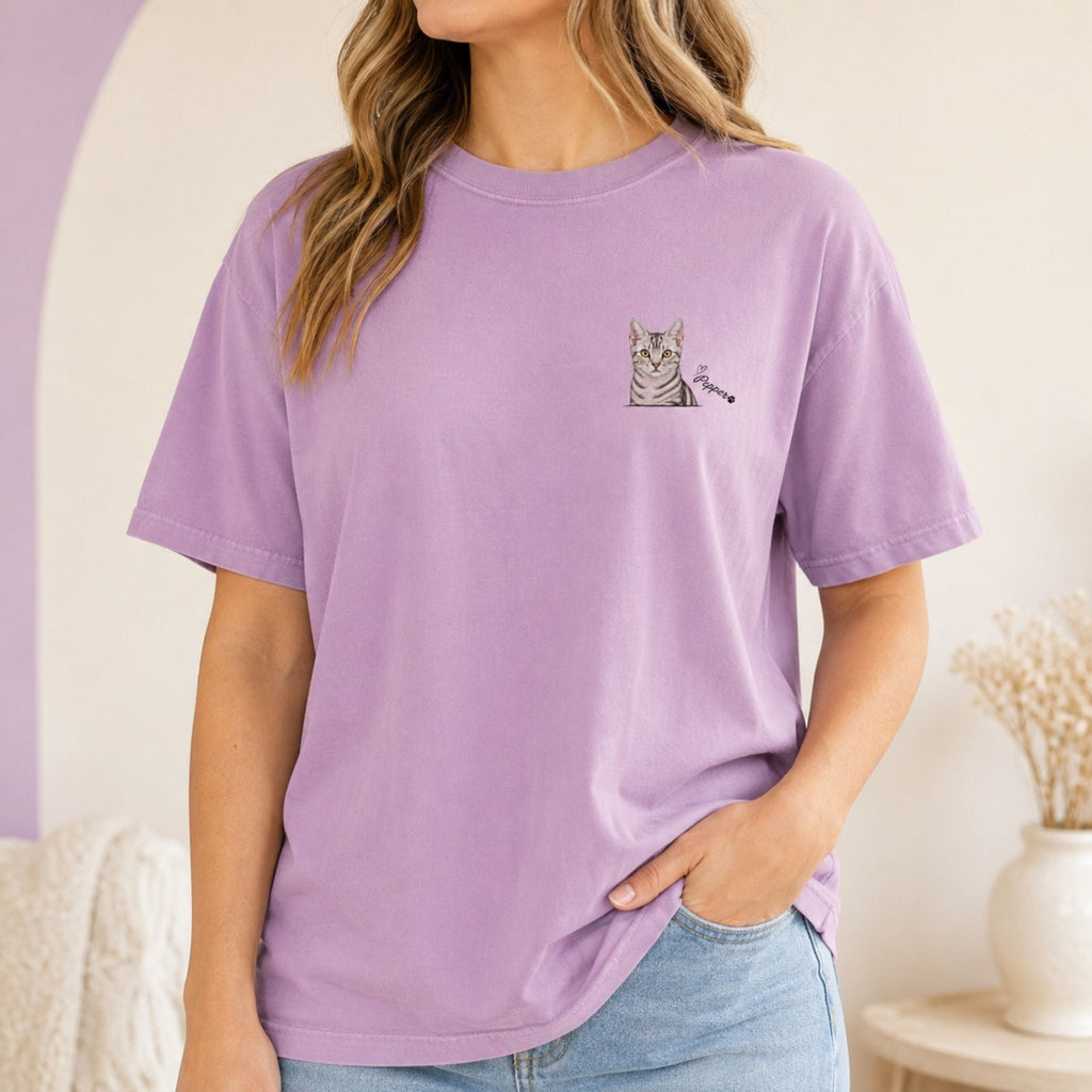 Custom Cat Shirt – Personalized Watercolor Pet Portrait.