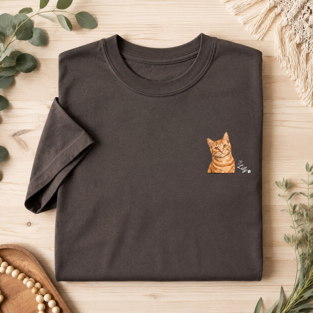 Custom Cat Shirt – Personalized Watercolor Pet Portrait.