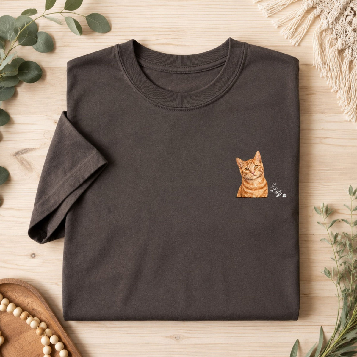Custom Cat Shirt – Personalized Watercolor Pet Portrait.