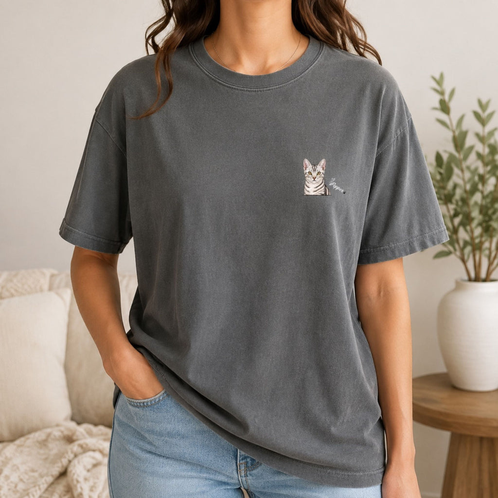 Custom Cat Shirt – Personalized Watercolor Pet Portrait.
