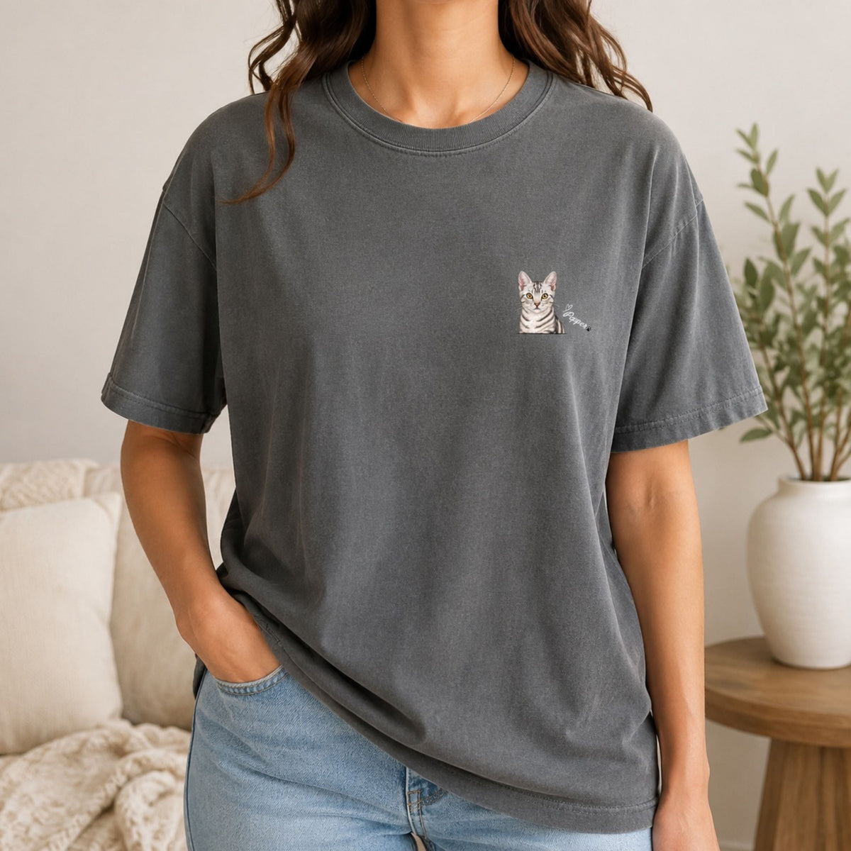 Custom Cat Shirt – Personalized Watercolor Pet Portrait.