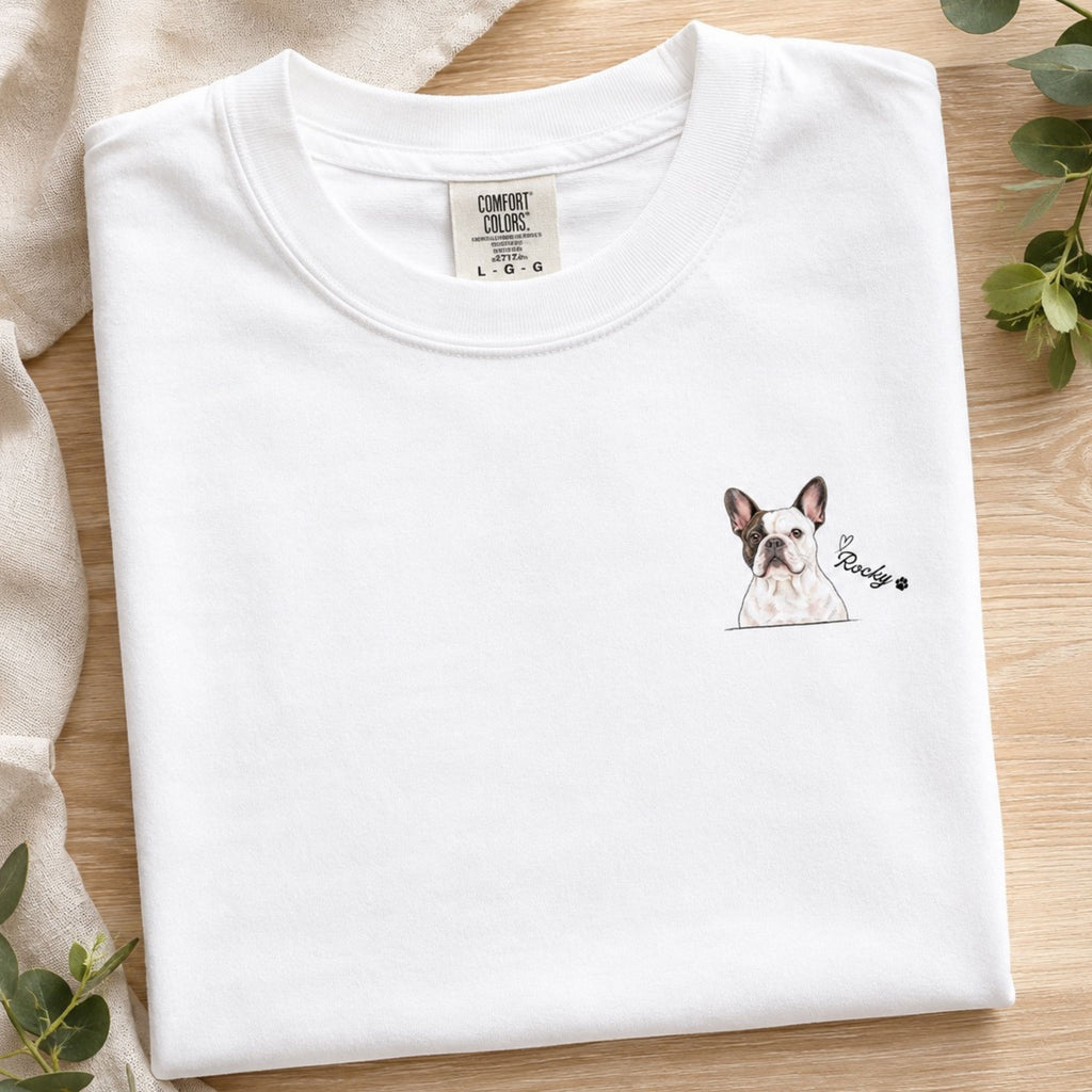 Custom Pet Portrait Shirt – Watercolor Name & Paw Tee.
