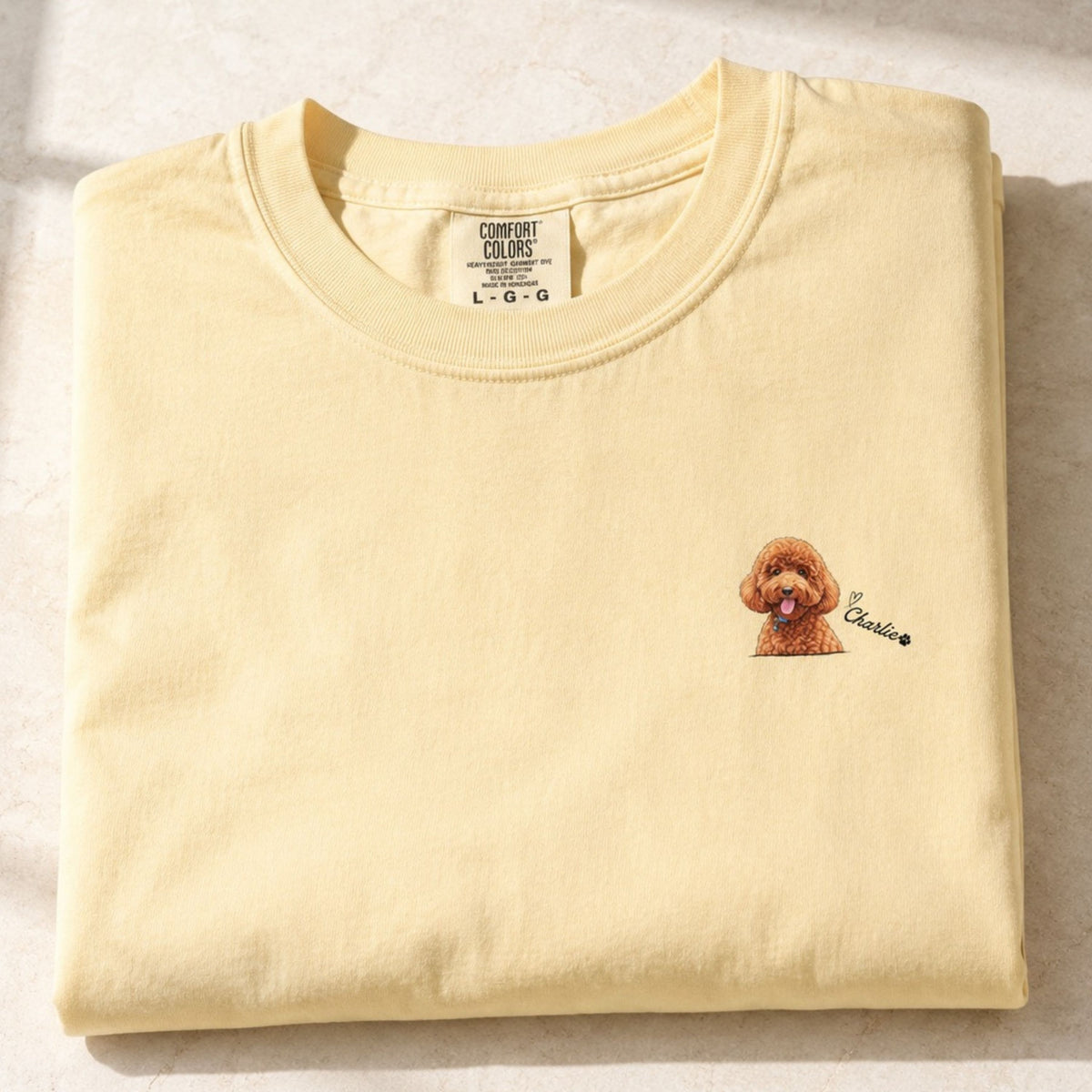 Custom Pet Portrait Shirt – Watercolor Name & Paw Tee.