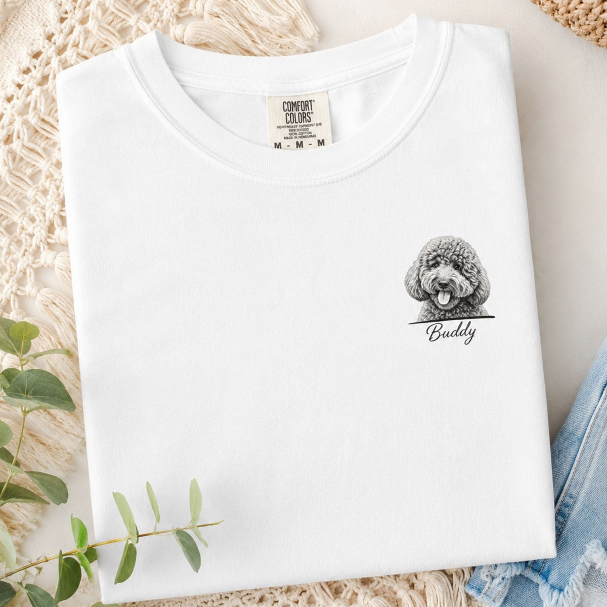Custom Dog Portrait Shirt – Personalized Sketch Tee.