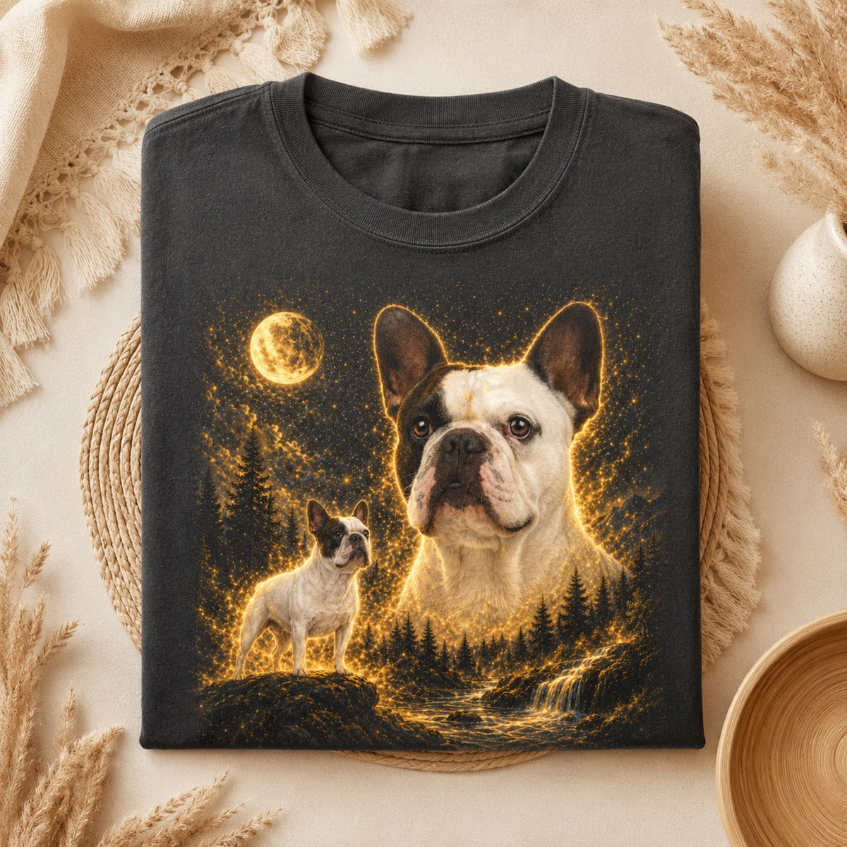 Custom Dog Shirt – Personalized Moon Pet Portrait T-Shirt.