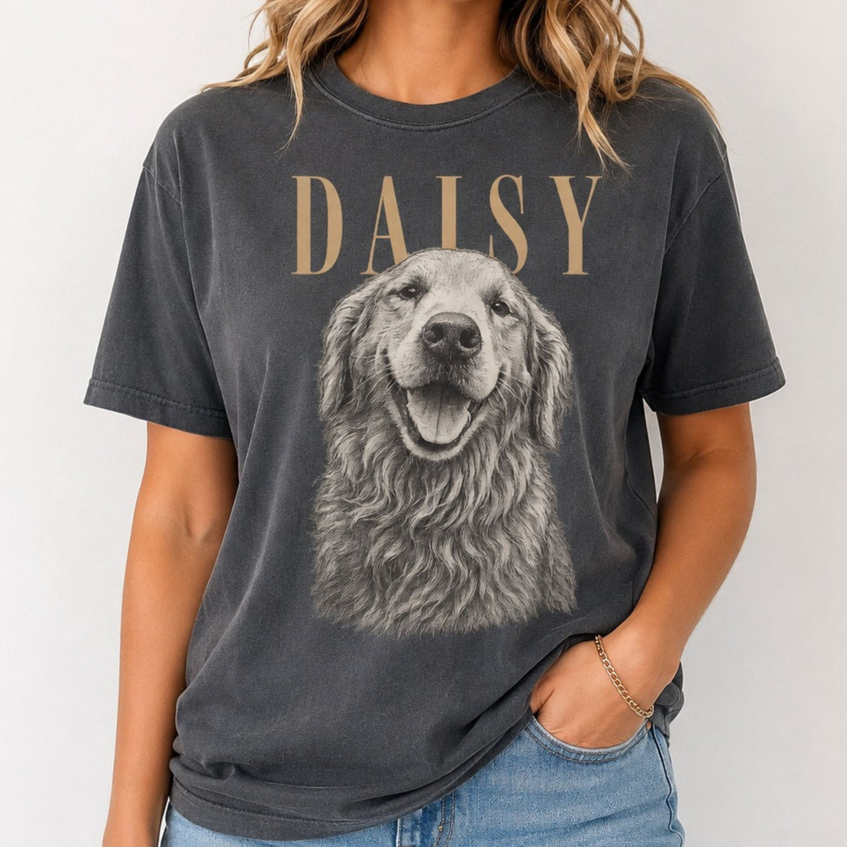 Custom Pet Portrait T-Shirt – Vintage Pencil Sketch.