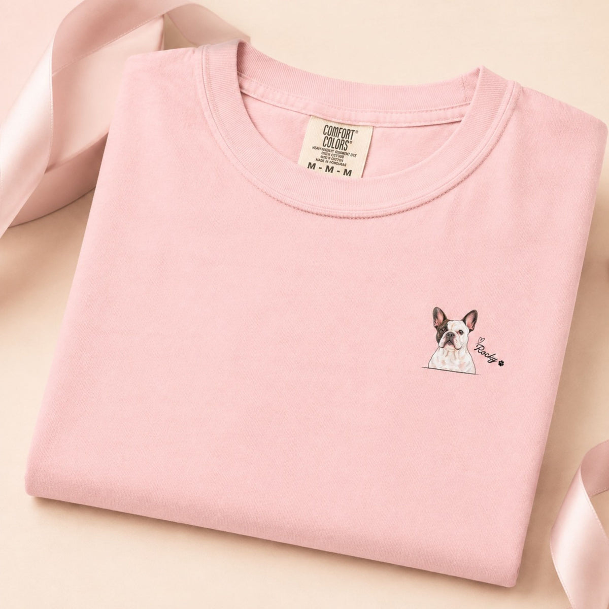 Custom Pet Portrait Shirt – Watercolor Name & Paw Tee.